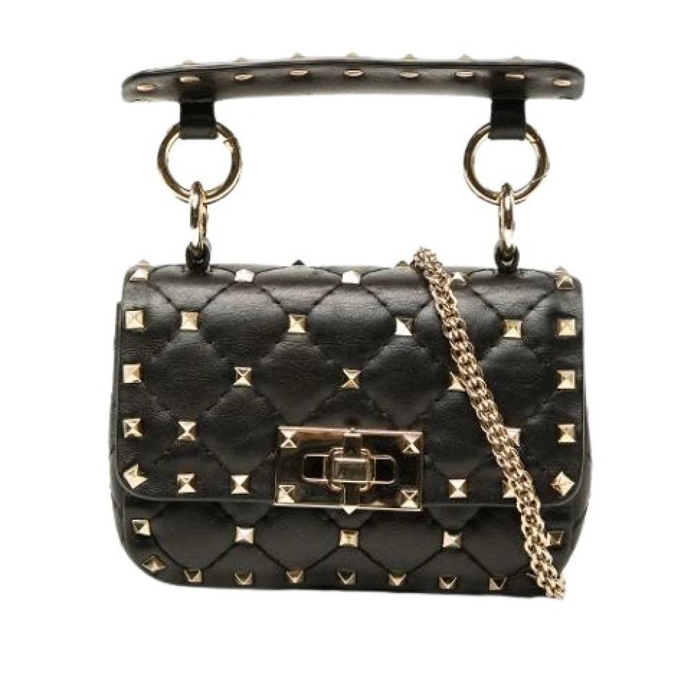 Valentino Vintage Pre-owned Rockstud Spike Satchel - Vintage - Dame - Sort - ONE SIZE - Uld