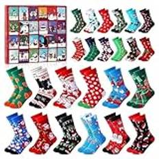 JUCHRZEY Julsocka Adventskalender 2024 24 dagars julnedräkningskalender 24 par julstrumpor Julnedräkningskalender Julklappar för vuxna män kvinnor