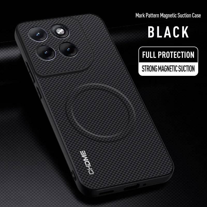 Mönstrad Läder Magnetiskt Fodral För Motorola Signature Moto Edge 70 Pro 60 Fusion Ultra för Magsafe Trådlös Laddning Skydd orange
