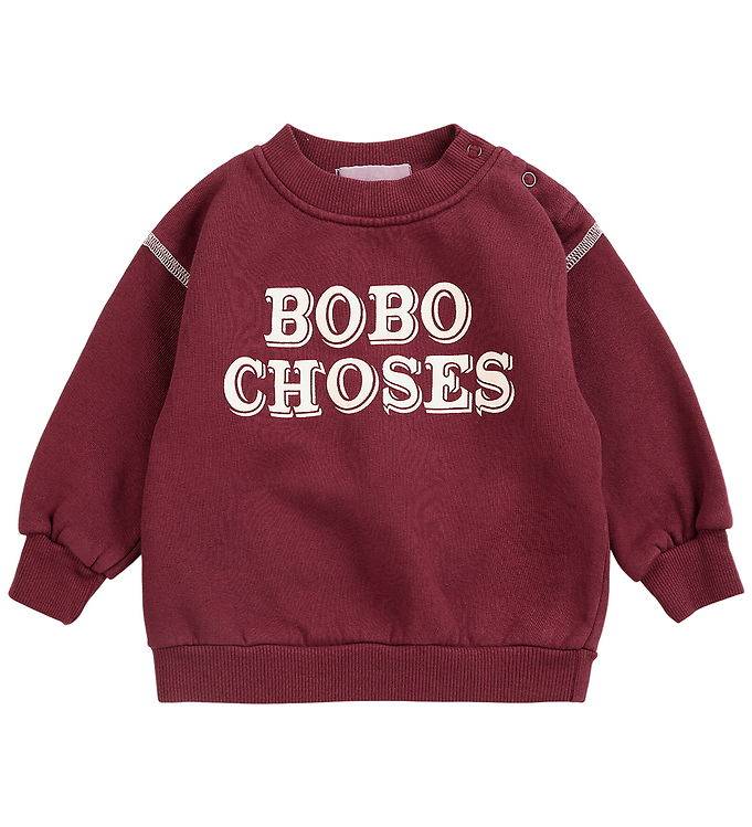 Bobo Choses Sweatshirt - Embossed - Burgundy Red m. Logo - Bobo Choses - 12 mdr - Sweatshirt