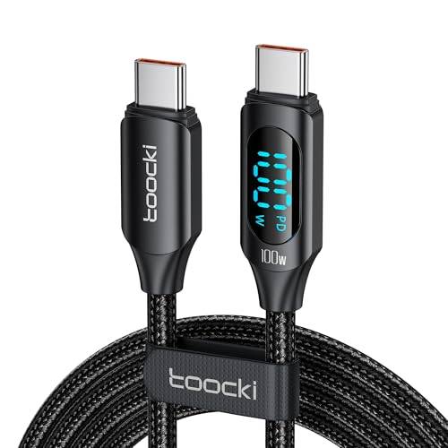 toocki 100W USB C till USB C-kabel, 2M 5A snabbladdningskabel PD QC5.0 med LED-skärm, kompatibel med iPhone 15/15 Pro/15 Pro Max MacBook Pro Air iPad Pro Air Galaxy S24 S23 Pixel Switch