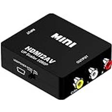 SZJUNXIAO HDMI till AV, 1080P HDMI till RCA-omvandlare 3RCA CVBS komposit video ljud HDMI till AV-adapter med USB-laddningskabel för TV DVD PAL PS3 NTSC (svart)