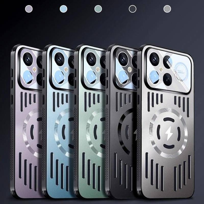 Lyxigt Aluminiumlegering Iskänsla Värmeavledande Hål Fodral För Xiaomi Poco F8 F7 Pro Ultra Magnetisk Laddning Stötsäker Hårt Skydd white