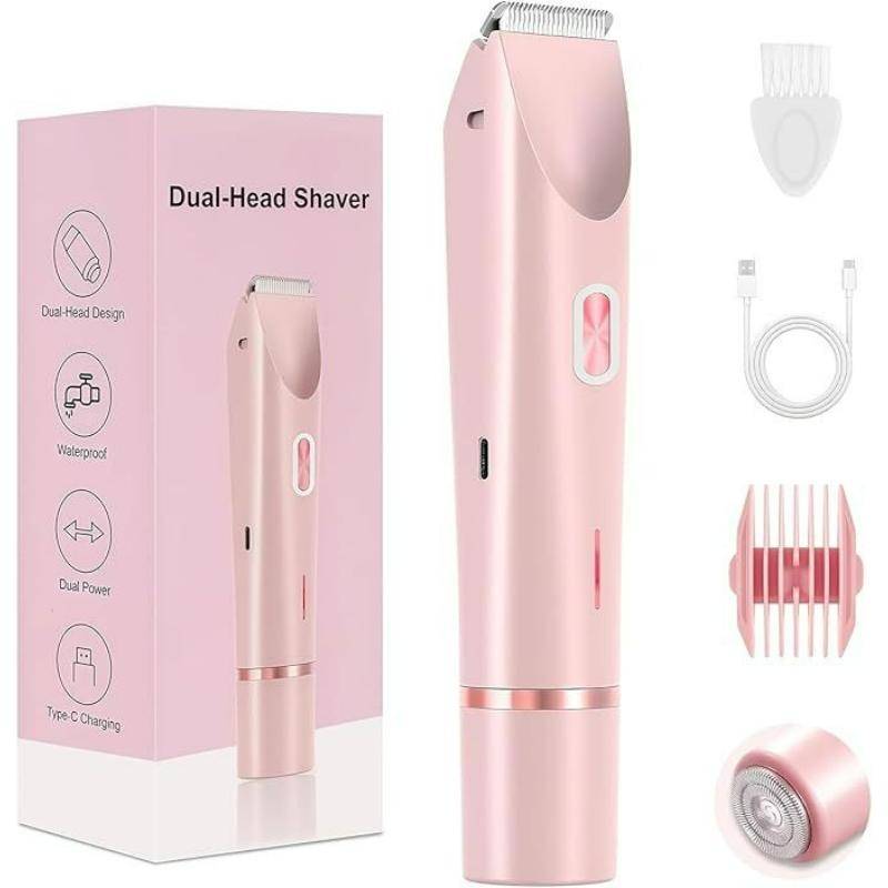 Electric Razors Shaver ,Bikini Trimmer For Women,2 In 1 Wet & Dry Electric Waterproof Razor Shaver, USB Rechargeable Dual Head Shaver