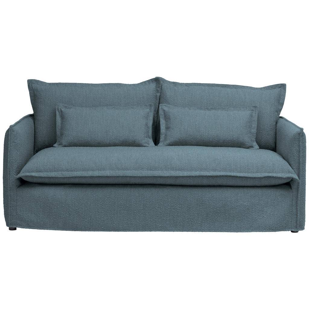 Soffa med avtagbar klädsel i flatväv, bouclé blå