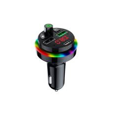 FM-sender Bil Bluetooth 5.0 til bil USB-adapter Musik Bil Bluetooth-radiosender med QC3.0 og 6 LED farverige lys