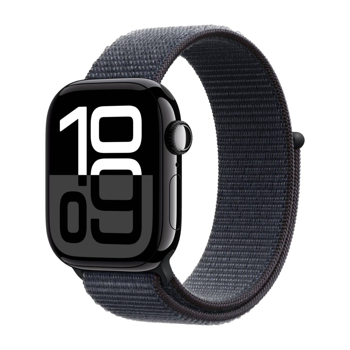 Apple Watch Series 10 GPS 42 mm gagatsvart alum, svartlila sportloop