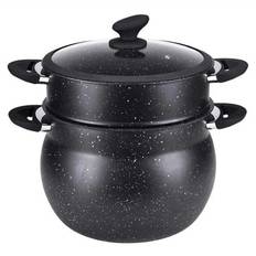 Couscous Pot With Glass Lid - Stainleess Steel Marble Coated - 6L - Royalty Line