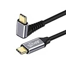NFHK 90 grader uppåtvinklad typ-C USB-C hane till hane USB 3.1 10 Gbps 100 W datakabel för bärbar dator telefon 200 cm