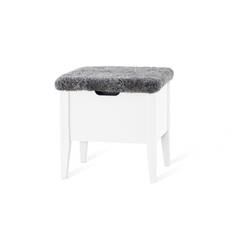 Klinte Bänk 45 | Vitlack | Fårskinn - Vit, Grå (45 cm)