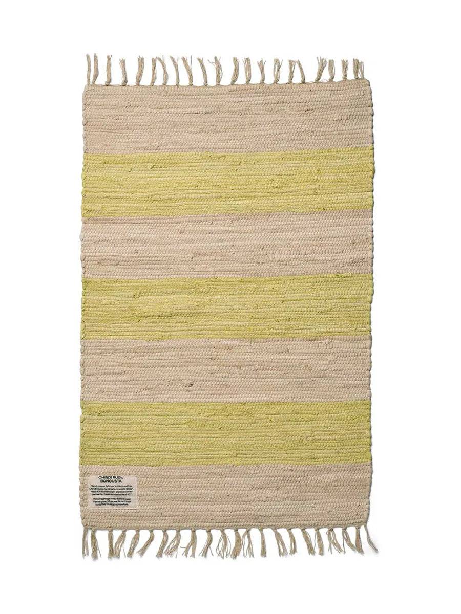 Chindi tæppe, 60x90 cm fra Bongusta Neon Yellow - Jacobsen Plus