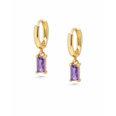Nialaya, Tilbehør, Dame, Gul, ONE SIZE, Women's Huggie Earrings with Purple Charm