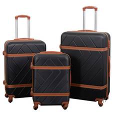 Kuffertsæt - 3 stk. - Retro sort - Hardcase letvægts kuffert