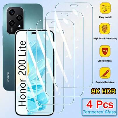 4 st. 9H 2.5D härdat glas skärmskydd kompatibelt med Honor 400 Lite Pro 300 200 90 70 Lite Smart X6c X7c X9c X8 X8a X8b X8c X7 X7a X7b X7c X6 X6s X6a - 4Pcs HD Glass (Multi-size)