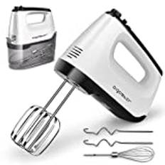 Aigostar Pudding - Handmixer, Elektrisk visp, 400 W, 6 hastigheter, turboknapp, lossningsknapp. Kommer med 2 vispar, 2 degkrokar, ballongvisp och förvaringslåda, tillbehören tål maskindisk.
