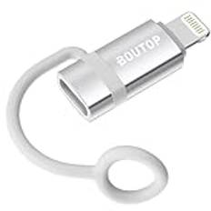 BOUTOP 2023 [Apple MFi-certifierad] 36 W USB C till Lightning-adapter för snabb laddning, kompatibel med iPhone, iPad, iPod - [1 st, silver