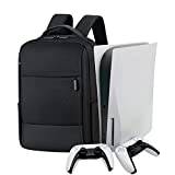 PS5 Ryggsäck Bärväska Laptop resväska, PS5 förvaringsväska Stor kapacitet Vattentät nylonresor med USB-kontakt, PS5-spelkonsol och kontroller Lagringsskyddsfodral för PS5/PS4/PS5-tillbehör