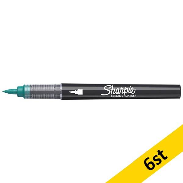 Akrylpenna penselspets | Sharpie Creative | smaragdgrön | 6st