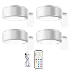 Vægmonteret Trådløs Billedlampe med Fjernbetjening, Dæmpbar, Batteridrevet, Justerbar 13-farvet RGB Malerilampe - Perfekt hvid white[JUN]