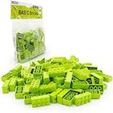 Lego stenar Classic, Lime (grön), 2 x 4 byggstenar, 100 stycken – enskilda delar startset eller förlängning för legostenslåda och Legoplatta | Basic klossar (3001)