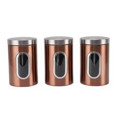 3pcs Canister Stainless Steel Airtight with Visible Window Coffee Container for Kitchen Mixed L brons