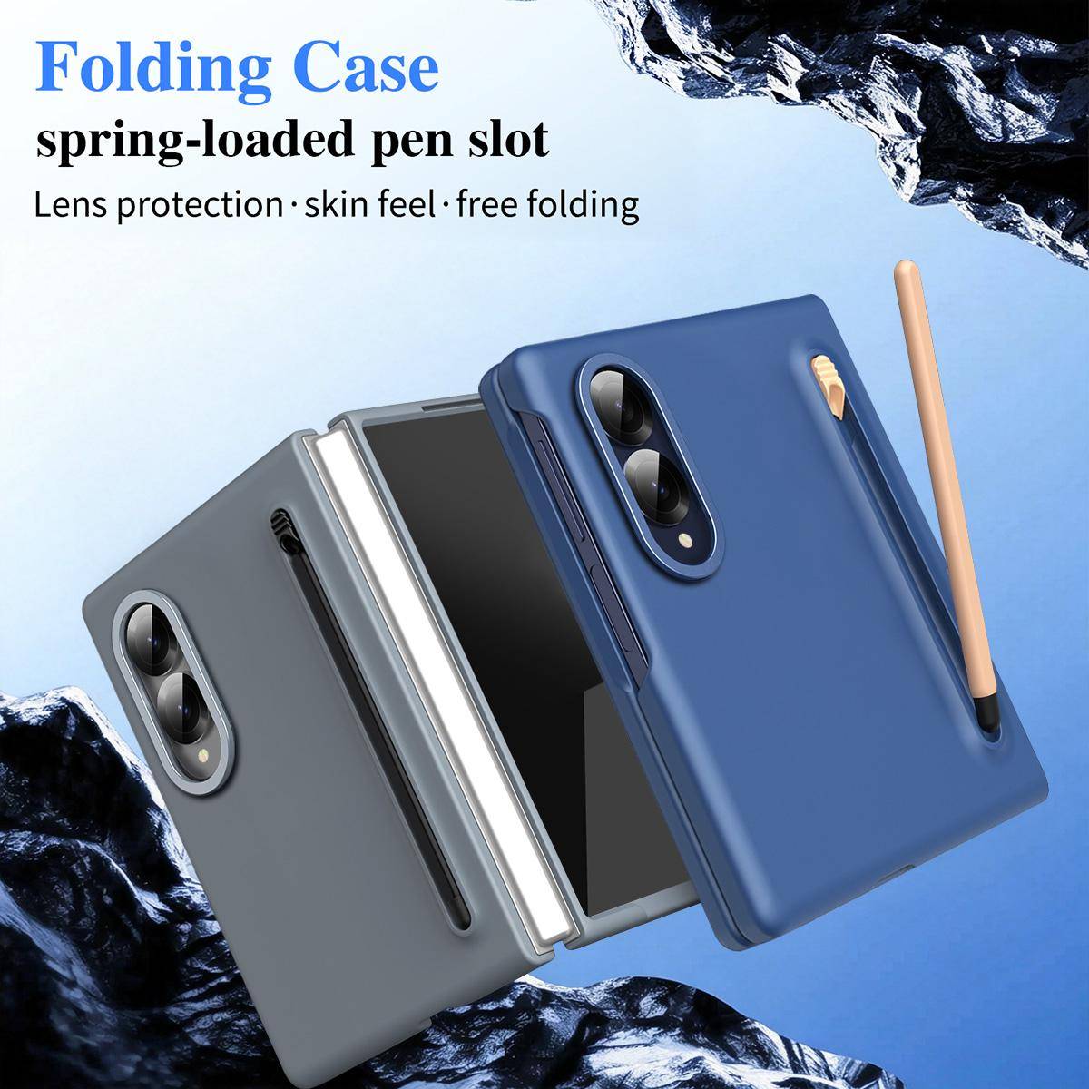 För Samsung Galaxy Z Fold8 Wide/Z Fold8 Ultra /Z Fold7 6 5 4 3 Fodral, Ny Stötsäker Skyddande Fodral PC+ Skärmglasfilm med Pennhållare & Gratis Pekpen