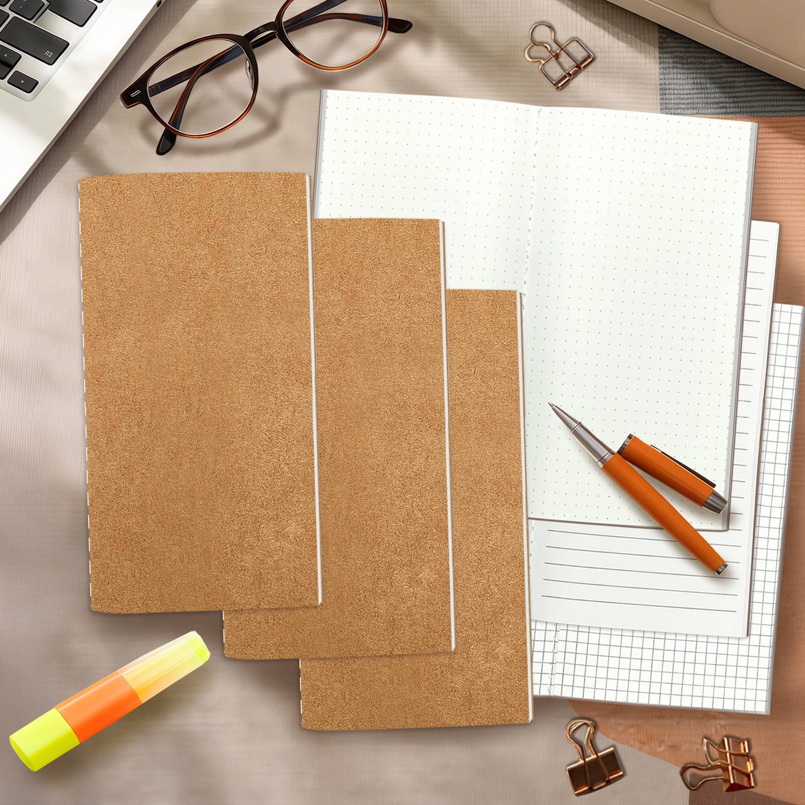 A6 Journal Refill Inserts, 3 Pack Lined Dotted Grid Notebook Refill Paper for Travel Journal & Bullet Journal