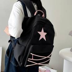 Canvas Backpack, College Style Korean Version Student Bag, Versatile Backpack, Star BackpackSchool Backpack, School BagLarge Capacity, Cute, Classic, - Pink - one-size