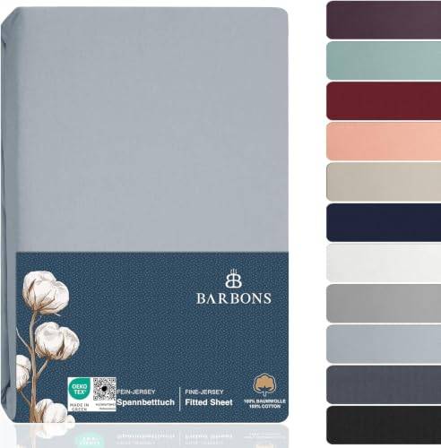 BARBONS Spannbettlaken 200x200-100% Baumwolle Bettbezug Hellblau