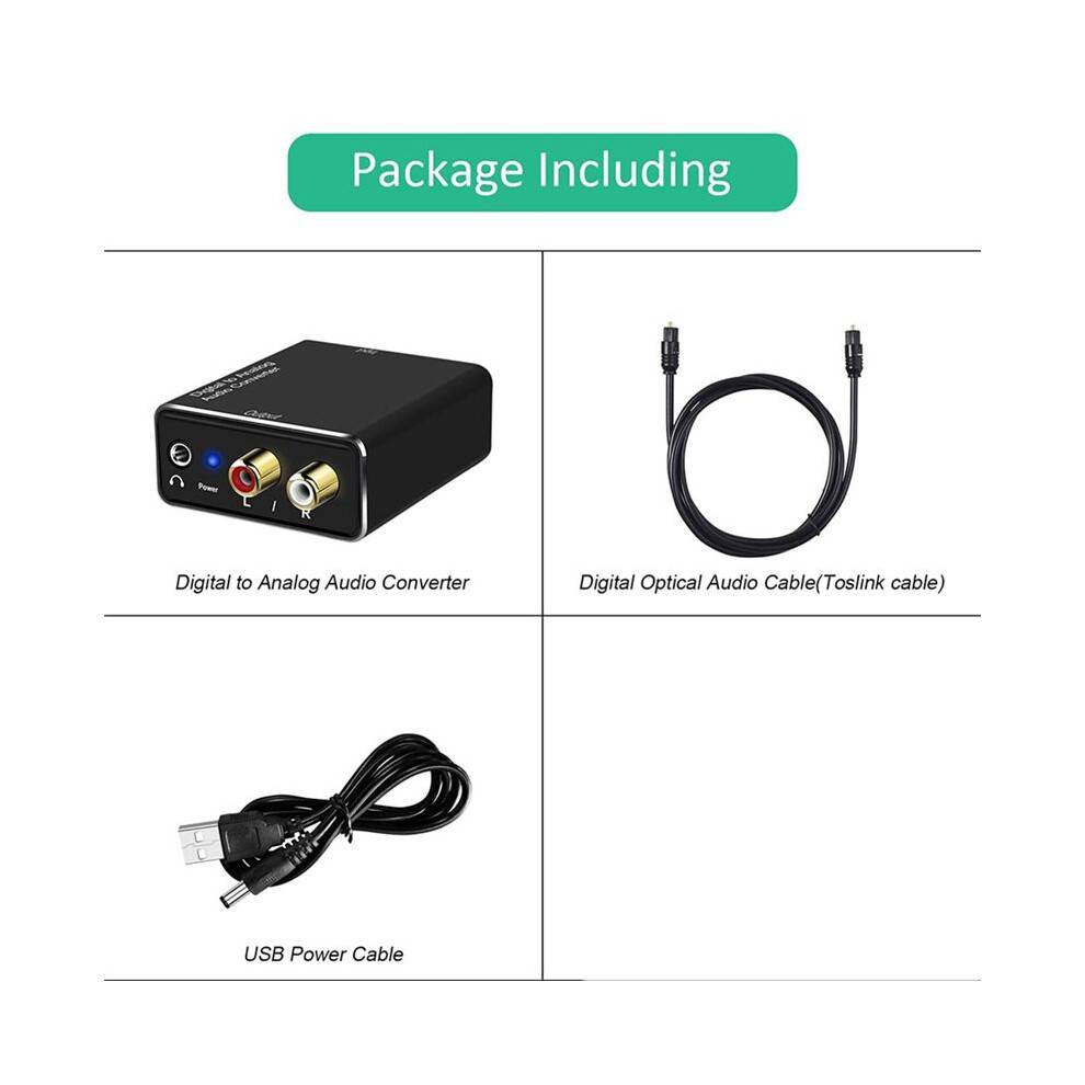 3X Digital to Analog Audio Converter,DAC Digital SPDIF Optical to Analog L/R RCA & 3.5mm AUX Stereo Audio Adapter