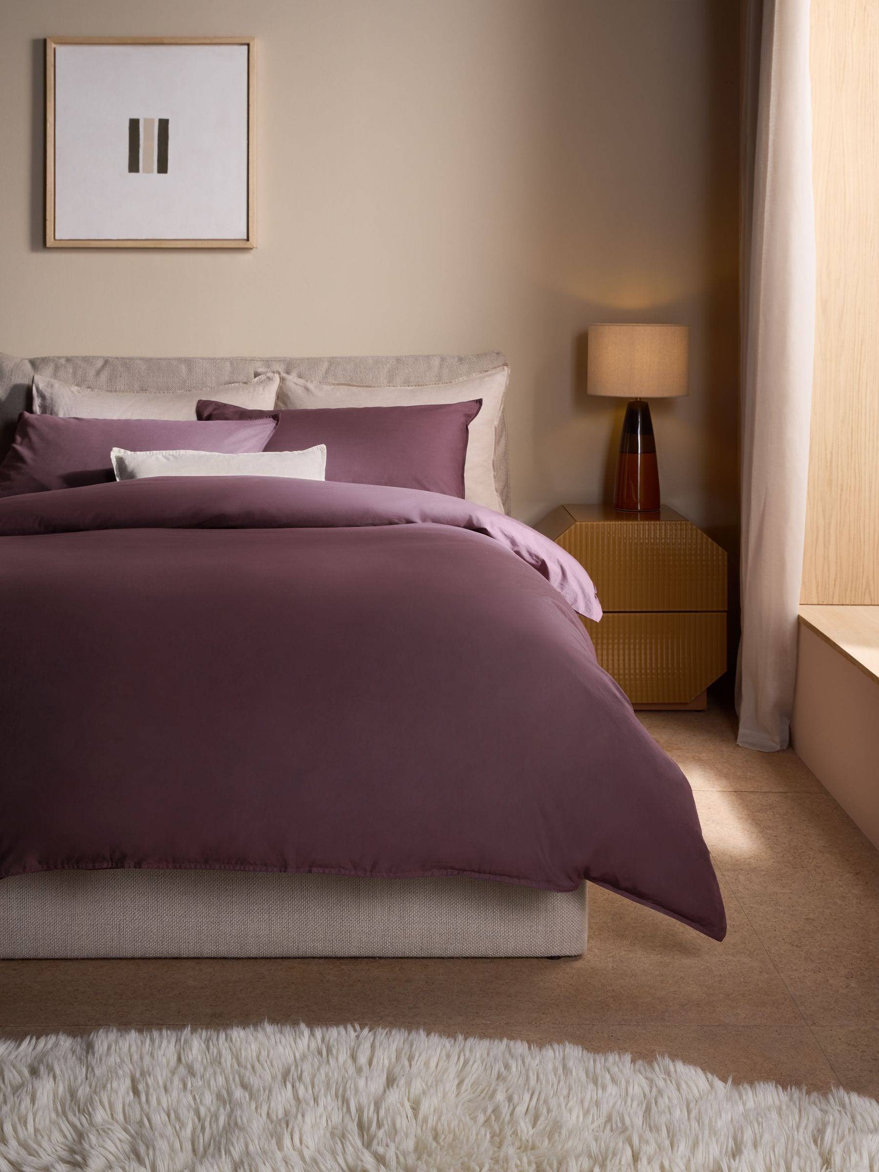 MADE. COM MADE. COM Aubergine Purple Cosy Washed Cotton Duvet Cover and Pillowcase Set