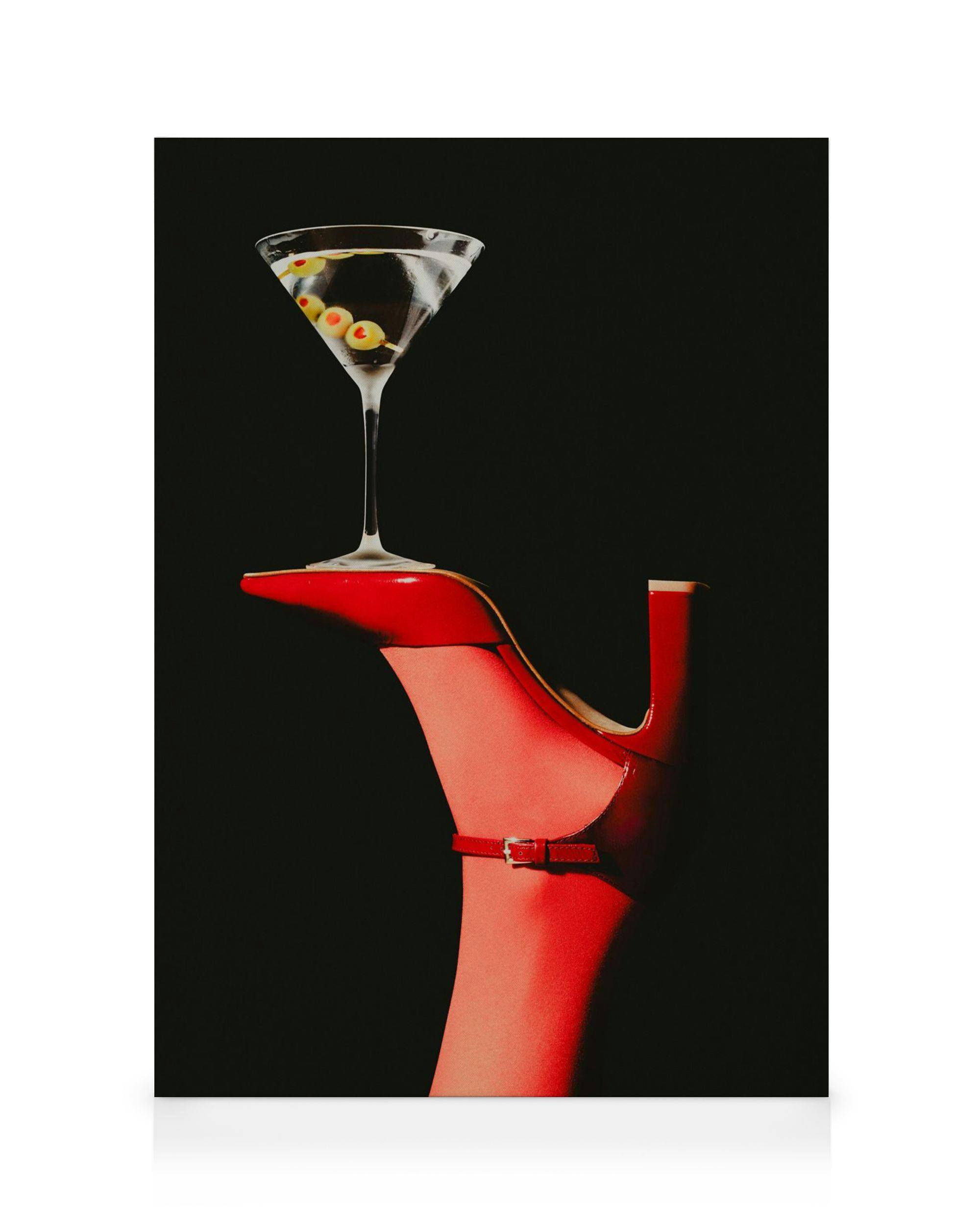 Canvastavlor Heels and Martini Canvastavla (50x70 cm - Svart ram)