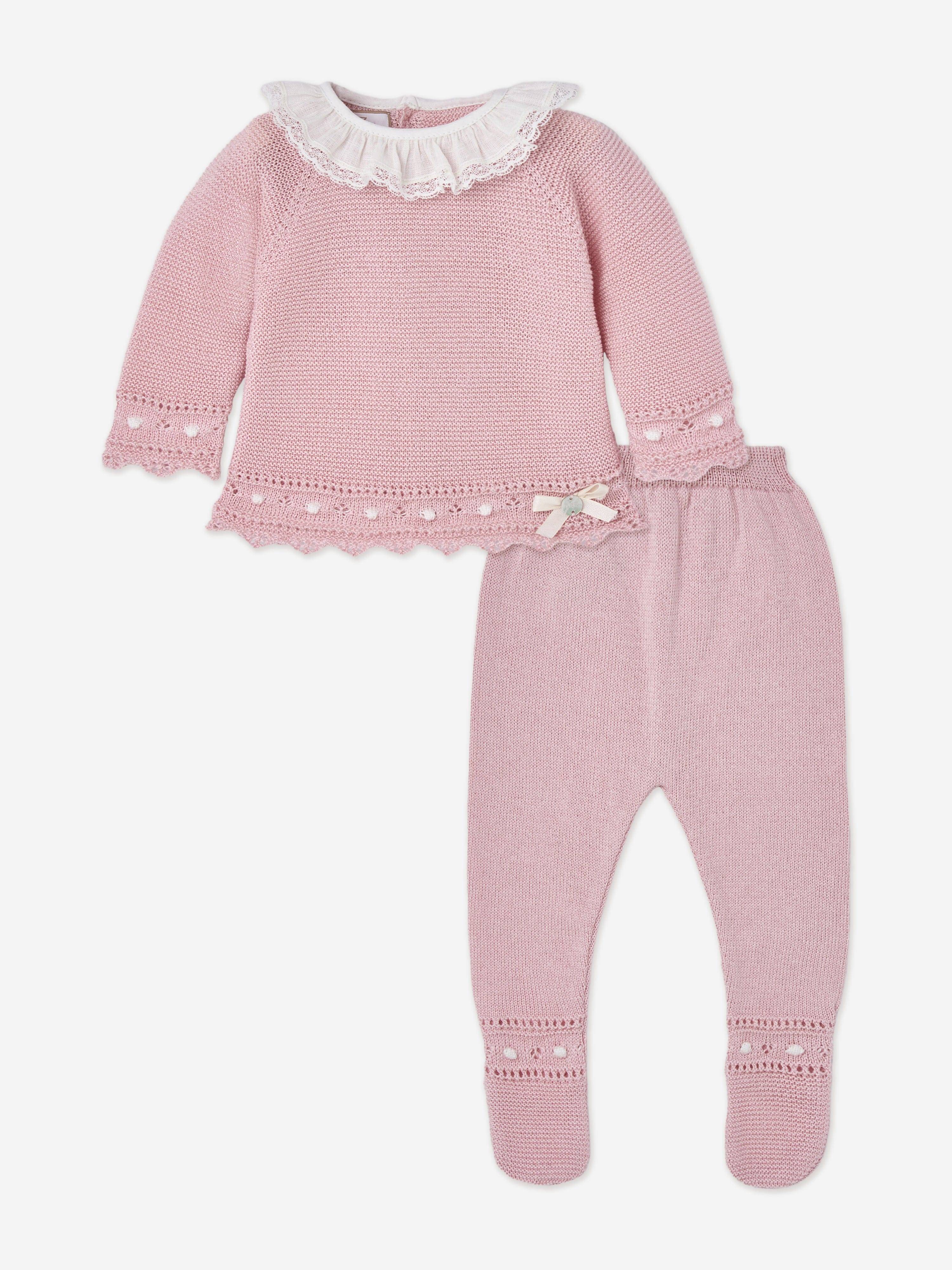 Paz Rodriguez Baby Girls 2 Piece Cotton Knit Set in Pink - Pink / 6 Mths (6 Mths)
