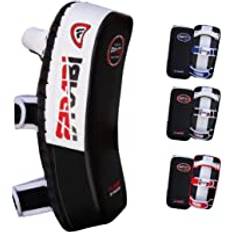 Farabi Sports Muay Thai Pad för Coaching, Träning, Kickboxning Curved Kick Pad, Thai Pads Strike Shield MMA Muay Thai Pads X 1 Unit (White/Black)