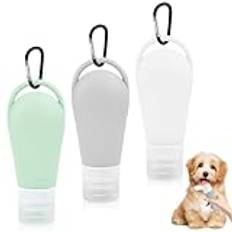 AKONE foderrör för fyllning av hund, 3 stycken, hundmatrör med stretchiga klämmor, tomma rör för fyllning 90 ml, silikonreseflaskor, återanvändbara fodertuber för hundträning som belöning