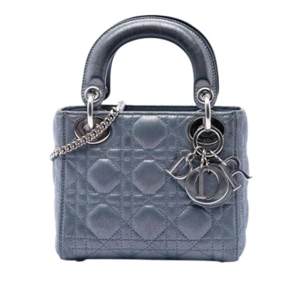 Dior Vintage Pre-owned Lady Dior Mini Taske - Vintage - Dame - Blå - ONE SIZE - Læder