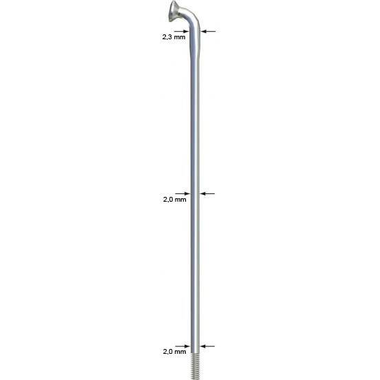 Sapim Strong Inox 14G J-Bend Silver Eker 1 stk, 270mm (270 mm)