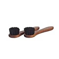 Langer & Messmer Set Of 2 Cream Brushes Made Of 100% Horsehair For Applying Shoe Polish And Shoe Wax - Shoe Brushes For Professional Shoe Care (dark-dark)