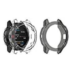 Tencloud-fodral kompatibel med Garmin Fenix 6/Fenix 6 Pro/safir skyddande fodral skydd mjukt TPU-stötskal för Fenix 6-serien (endast för Fenix 6S & 6X), Svart+vitt