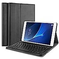 QYiiD Tangentbordsfodral för Galaxy Tab A 10.1 2016 (SM-T580/T585), smal lätt folio PU-läderstativ fodral med magnetiskt avtagbart trådlöst tangentbord för Galaxy Tab A 10,1 tum, svart