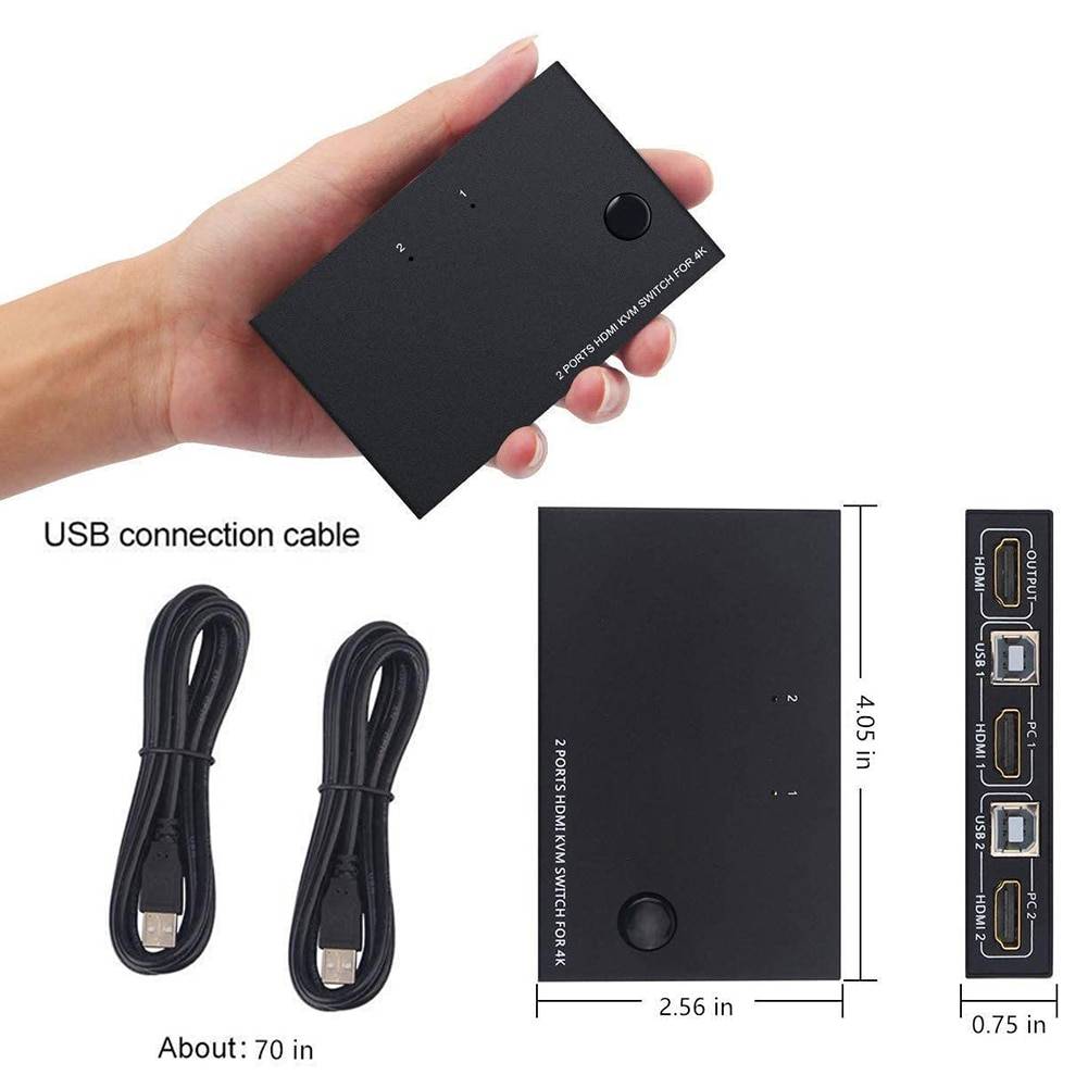 Hdmi kvm switch video switcher splitter datorer ett tangentbord mus hd monitor stöd för trådlösa tangentbordsanslutningar hud 4k