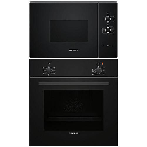 Siemens - HB010FBA1 + BF520LMA1 - Svart. ugn varmluft. mikro mekanisk
