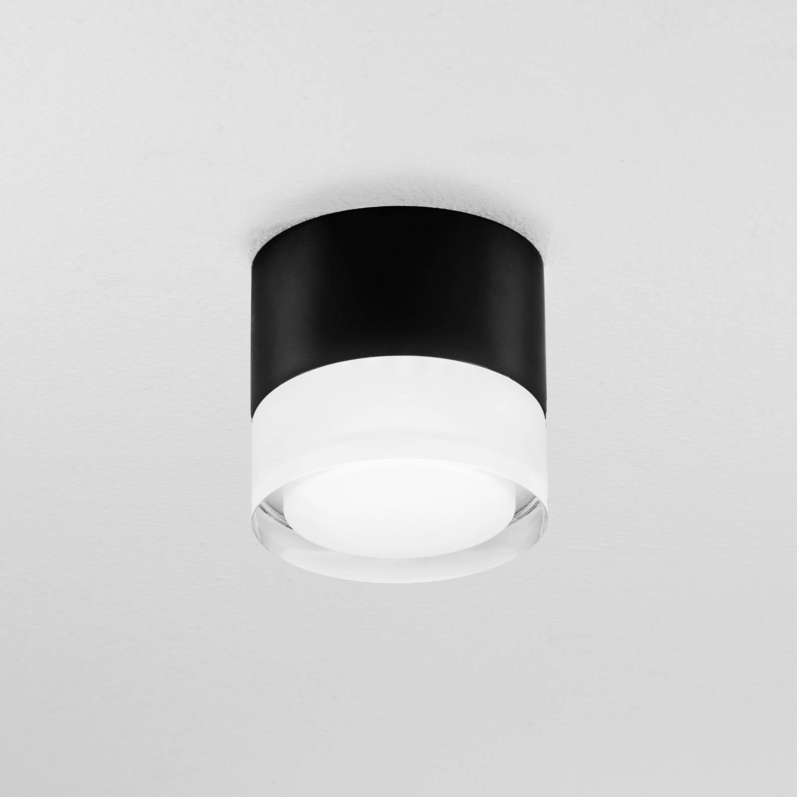 Egger Licht EGG DLS Phoenix utomhustaklampa 3.000 K svart Ø 9cm aluminium Phoenix, dimbar, Svart, Badrum, Aluminium / grå / zink, Modern, LED-taklampor