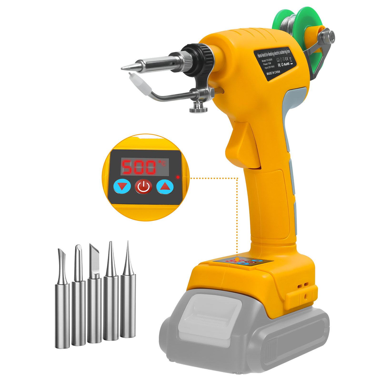 75W Cordless Soldering Iron Kit 200℃-500℃ Adjustable Temperature Solder Welding Tool Electronic Repair For Dewalt 20V Battery