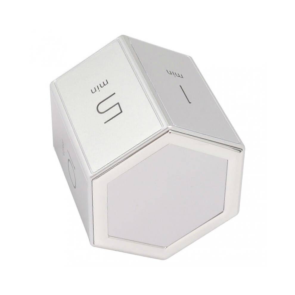 Hex Flip Timer with Mute Alarm Function Magnetic Time Management Cube Timer with LCD Screen for Cooking Studying Working Silver