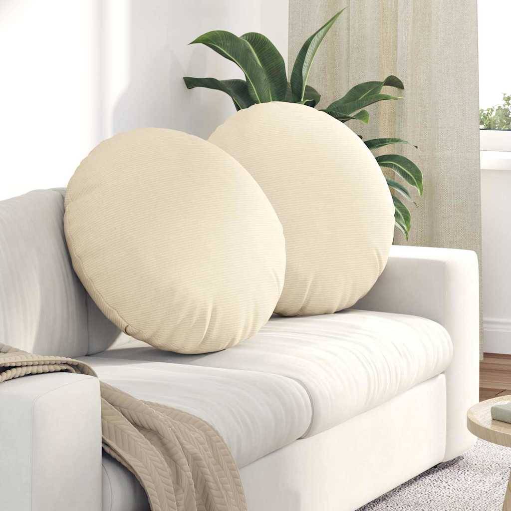 vidaXL Sædepuder 2 pcs Velourstof Creme Ø 80 cm