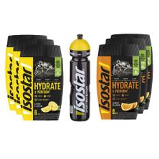 Isostar-Set - 3x400g Zitrone + 3x400g Orange + 1x1L Flasche | Hydrate & Perform Iso Drink | Isotonisches Getränkepulver | Elektrolyt Pulver zur Unterstützung der sportlichen Leistungsfähigkeit