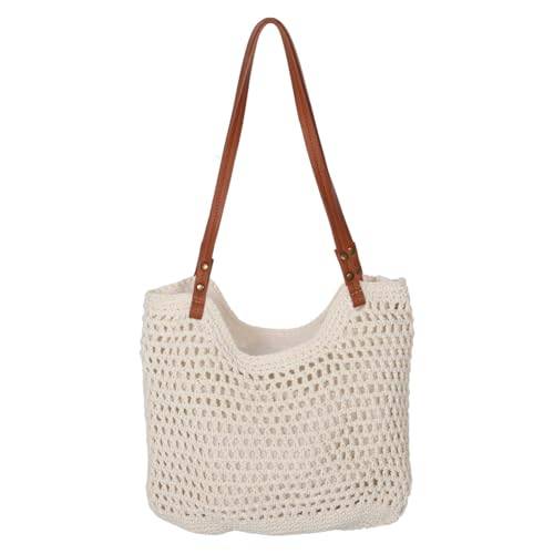 TOPPERFUN Halmhandväska 20. 4X12. 6- Virkad Väska Strandflätad Handväska Avslappnad Mångsidig Virkad Väska I Mesh För Semester Shopping
