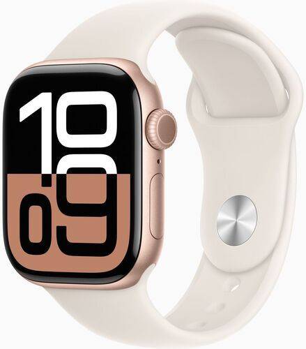Apple Watch Series 10 Aluminium 42 mm (2024) | GPS | Rosaguld | Sportsrem M/L | Stjerneskær