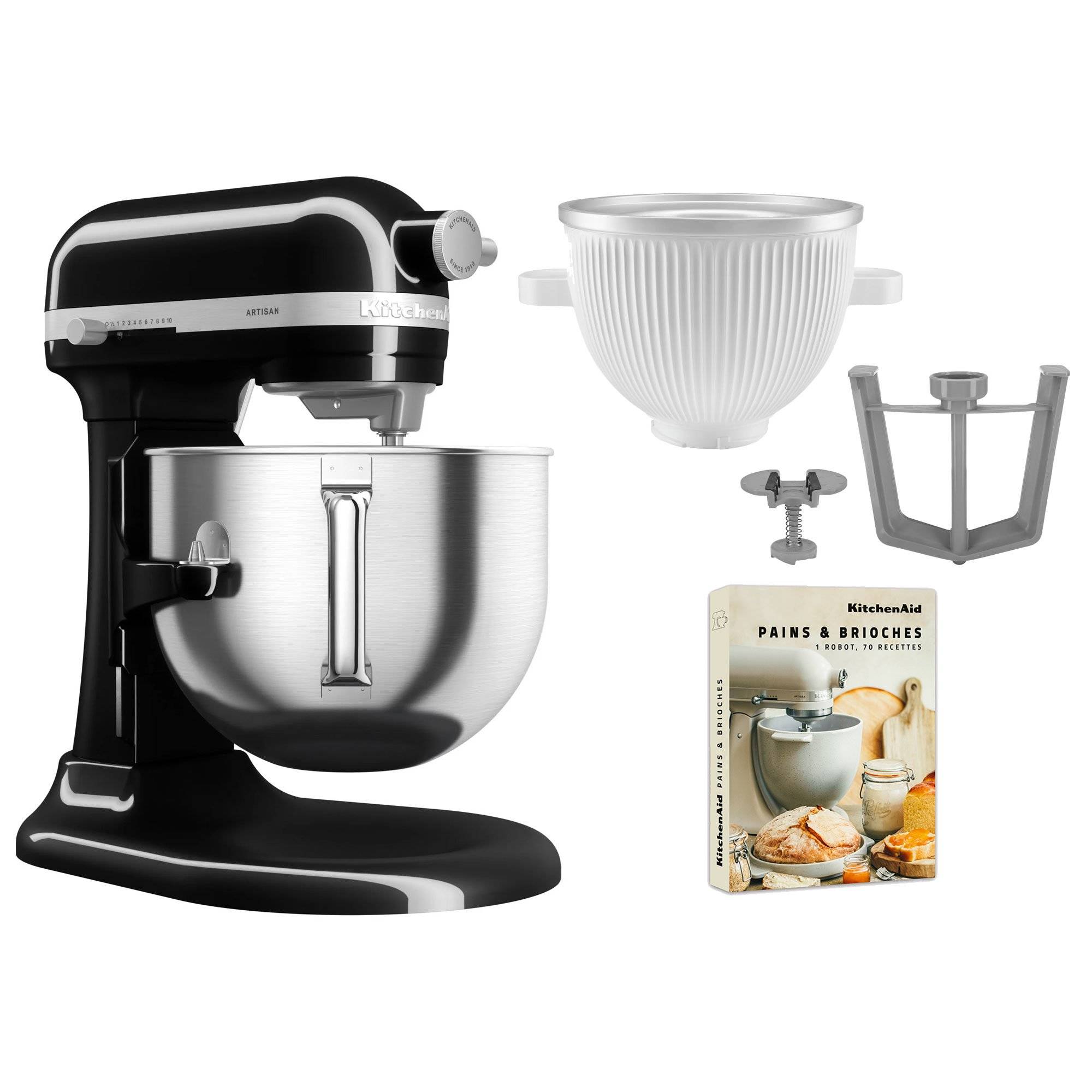 Kitchenaid 5KSM70SHXE köksmaskin 6,6 liter + 5KSMICM Ice Cream Maker, onyx black - Onyx svart